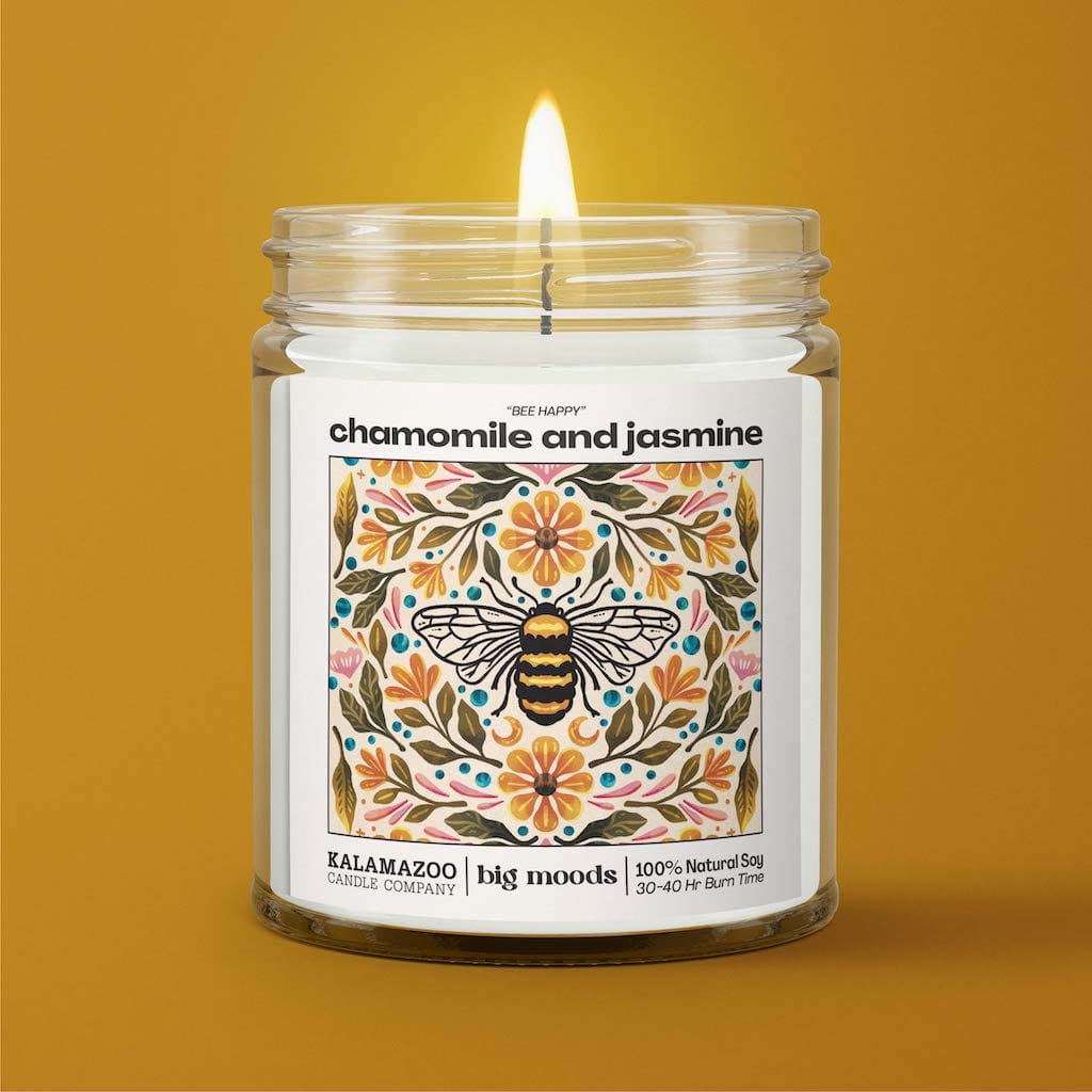 "Bee Happy" Chamomile and Jasmine - 5oz Soy Candle