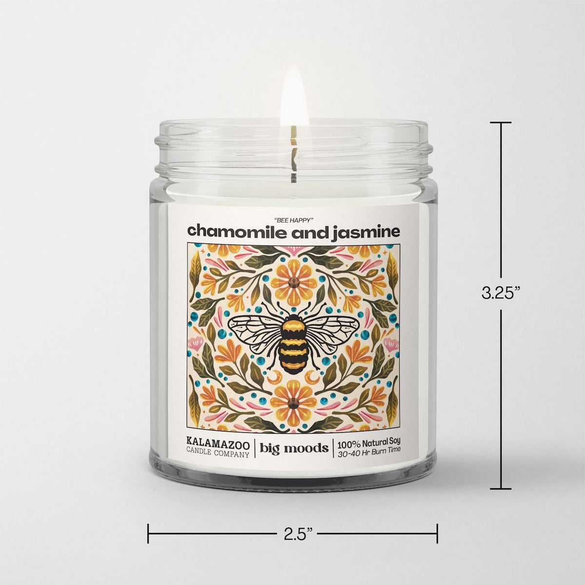 "Bee Happy" Chamomile and Jasmine - 5oz Soy Candle