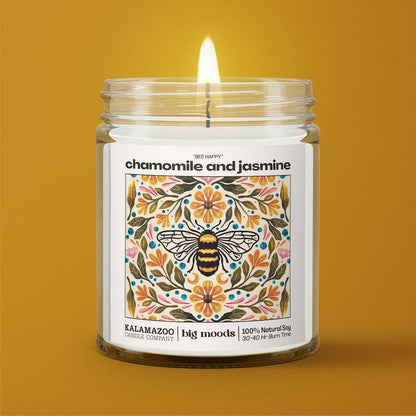 "Bee Happy" Chamomile and Jasmine - 5oz Soy Candle
