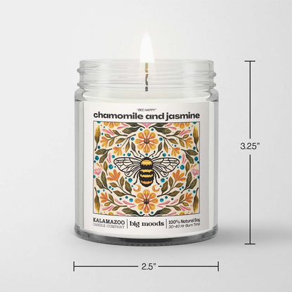 "Bee Happy" Chamomile and Jasmine - 5oz Soy Candle