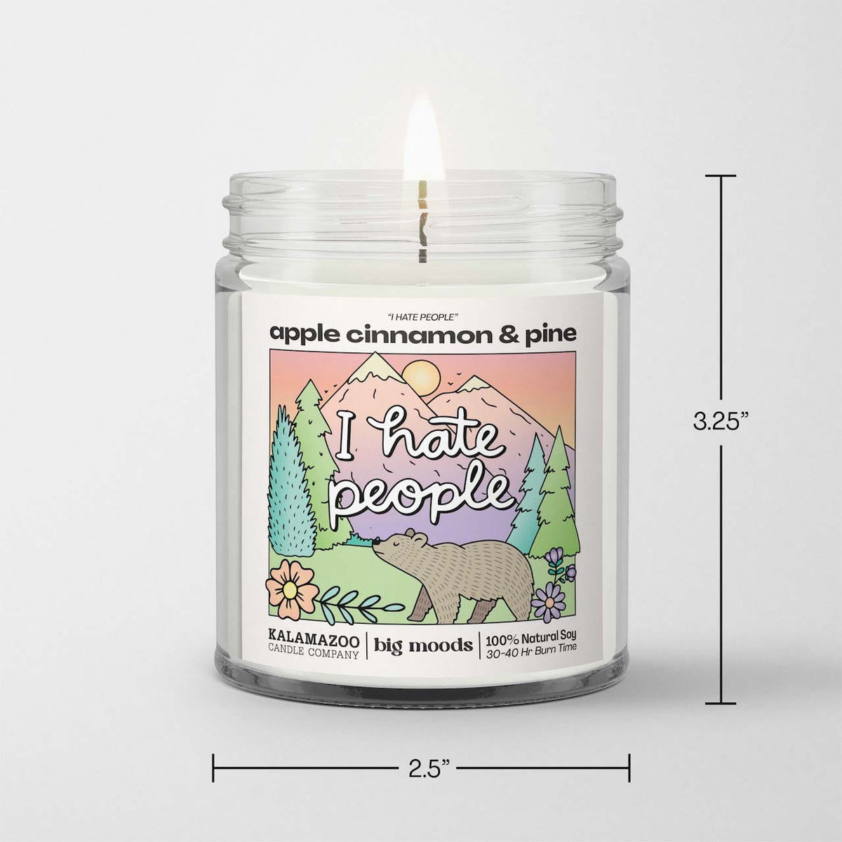 "I Hate People" Apple Cinnamon &amp; Pine - 5oz Soy Candle