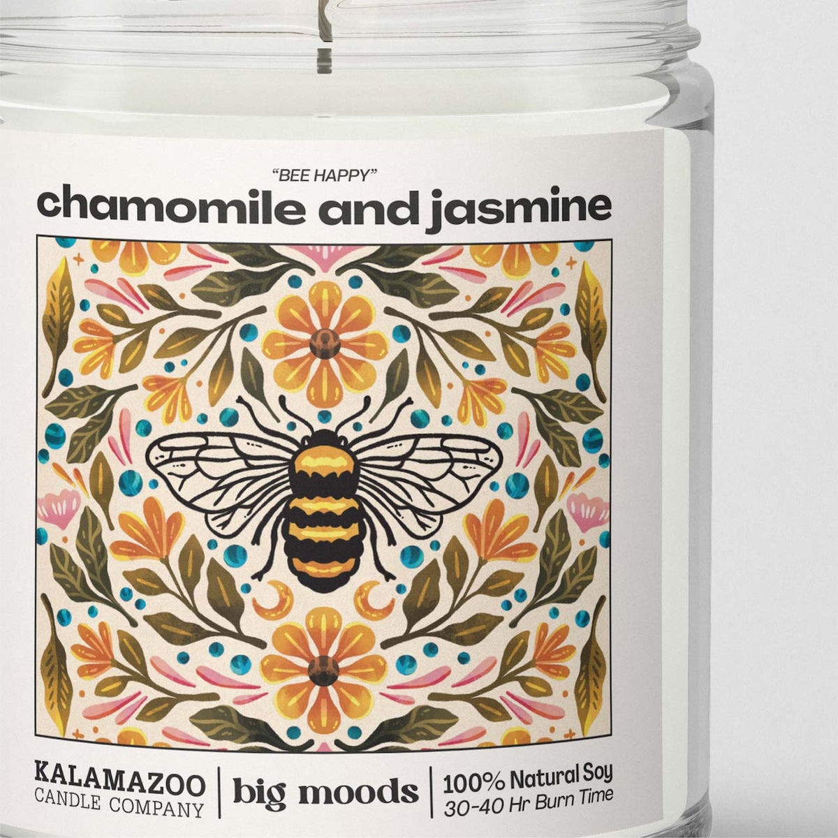 "Bee Happy" Chamomile and Jasmine - 5oz Soy Candle