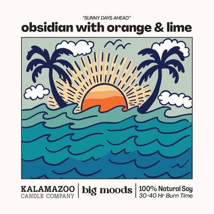 "Sunny Days Ahead" Obsidian with Orange &amp; Lime - 5oz Soy Candle