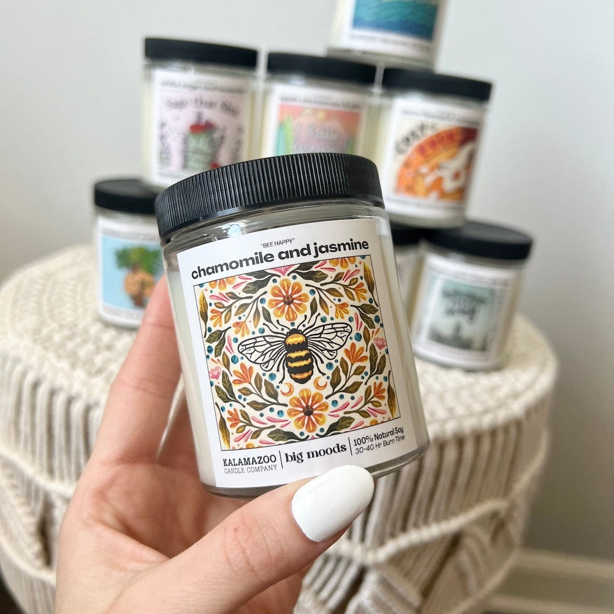 "Bee Happy" Chamomile and Jasmine - 5oz Soy Candle