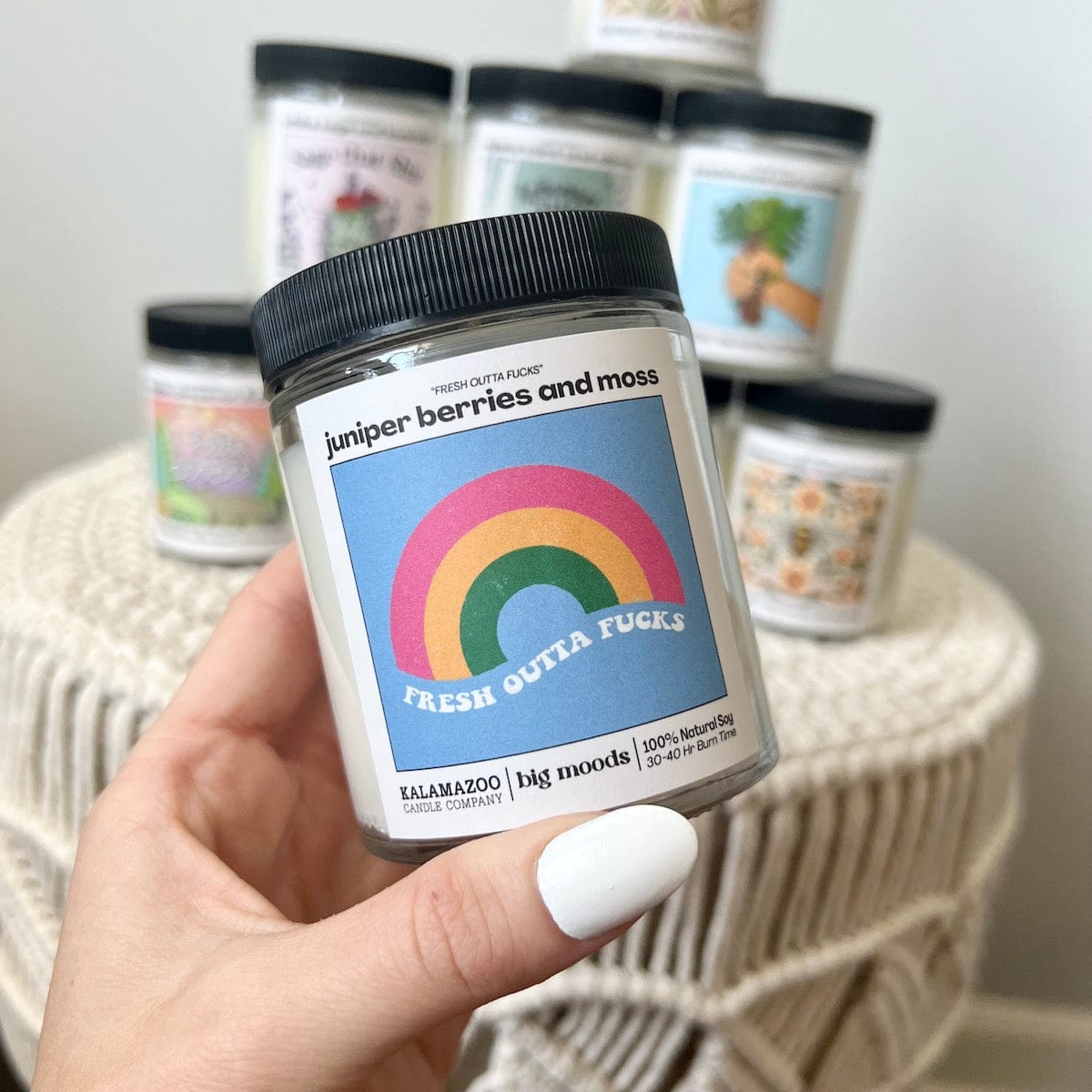 "Fresh Outta Fucks" Juniper Berries &amp; Moss - 5oz Soy Candle