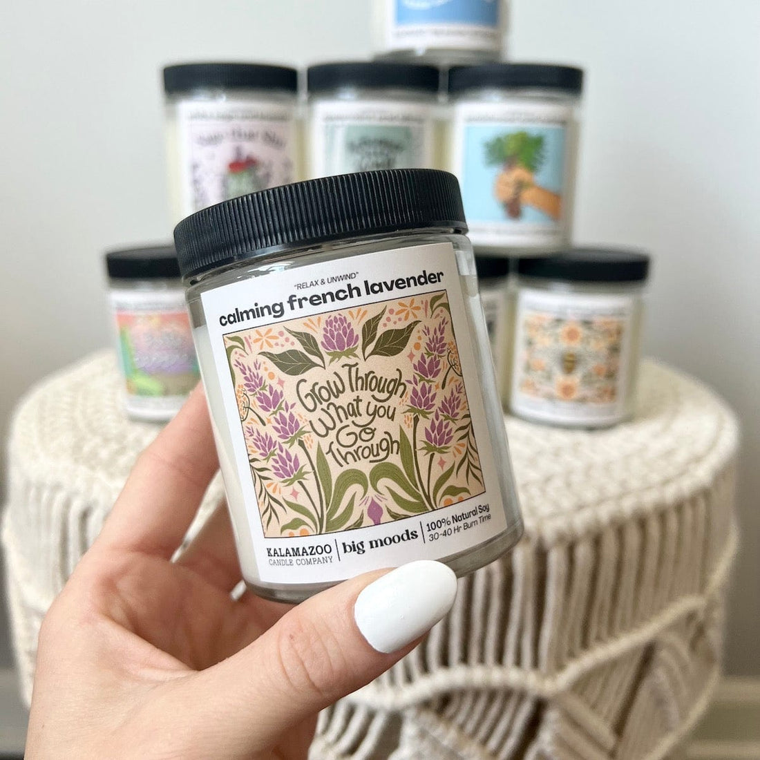 "Grow Through What You Go Through" Calming French Lavender - 5oz Soy Candle