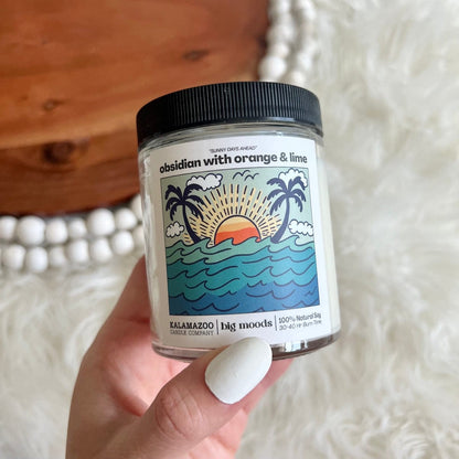 "Sunny Days Ahead" Obsidian with Orange &amp; Lime - 5oz Soy Candle