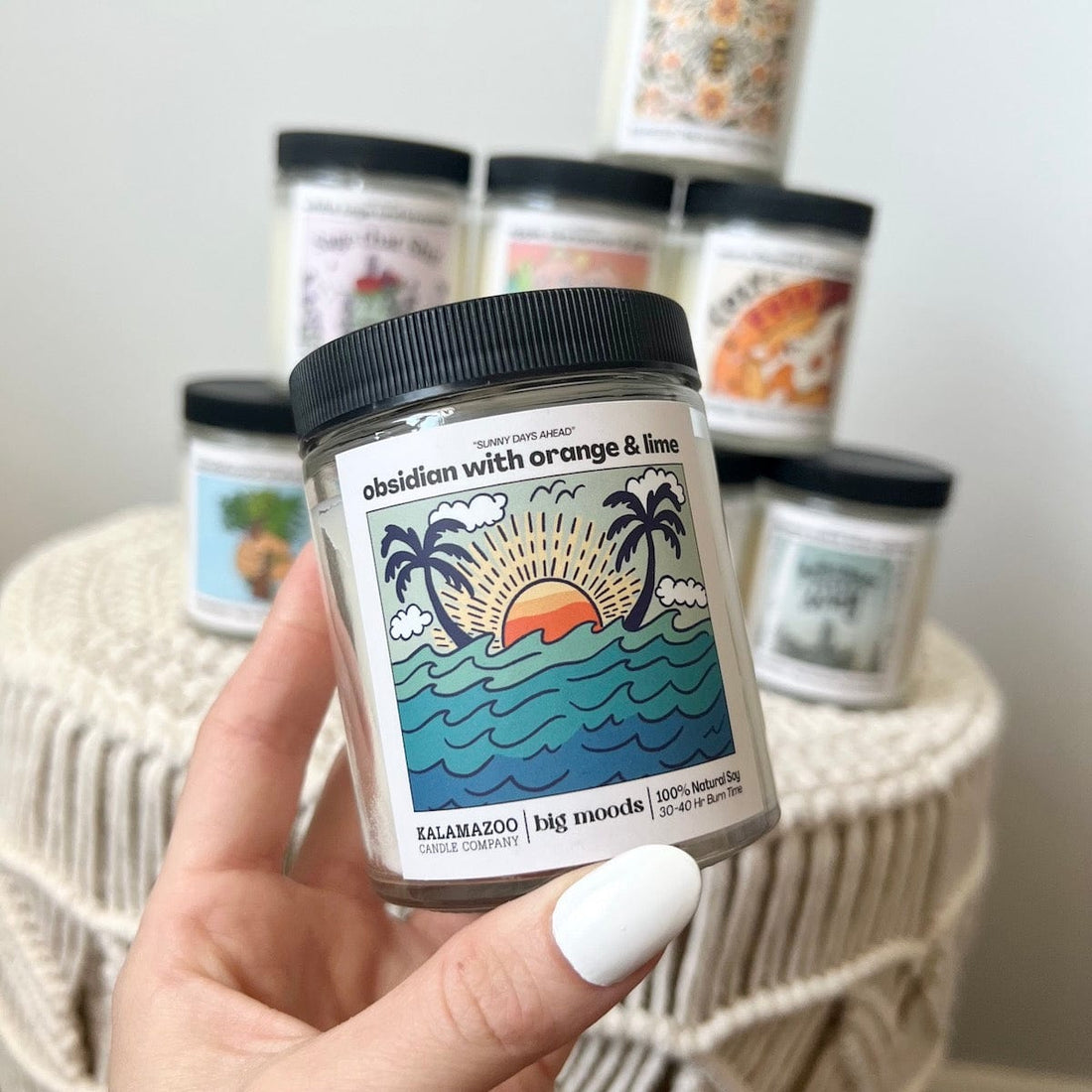 "Sunny Days Ahead" Obsidian with Orange &amp; Lime - 5oz Soy Candle